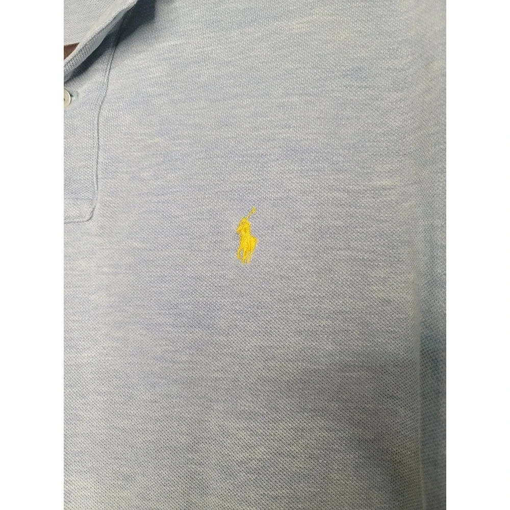 Ralph lauren polo short sleeved Small Heathered bluish gray Yellow Logo SKU85